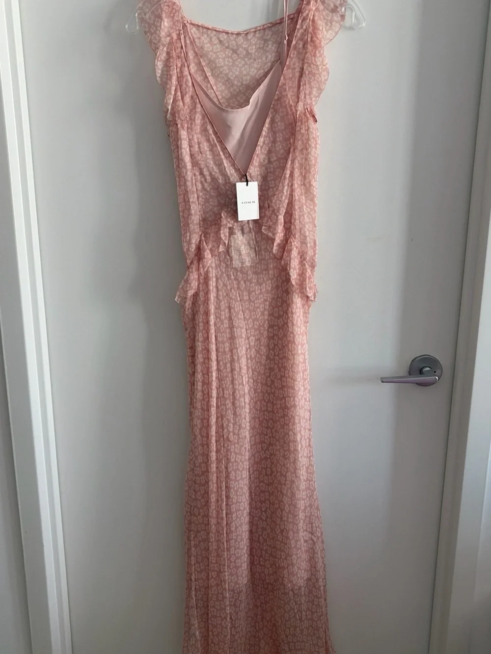Coach Soft Pink Lace Ruffle Cap-Sleeve Kids Dress